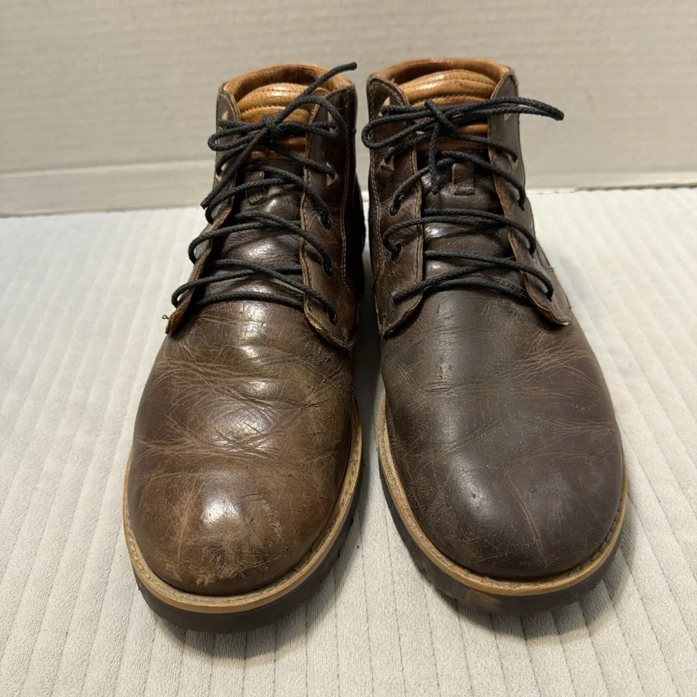 Teva Men's 11.5 Brown Leather Lace Up Durban Ankle Boots Casual Vibram sole